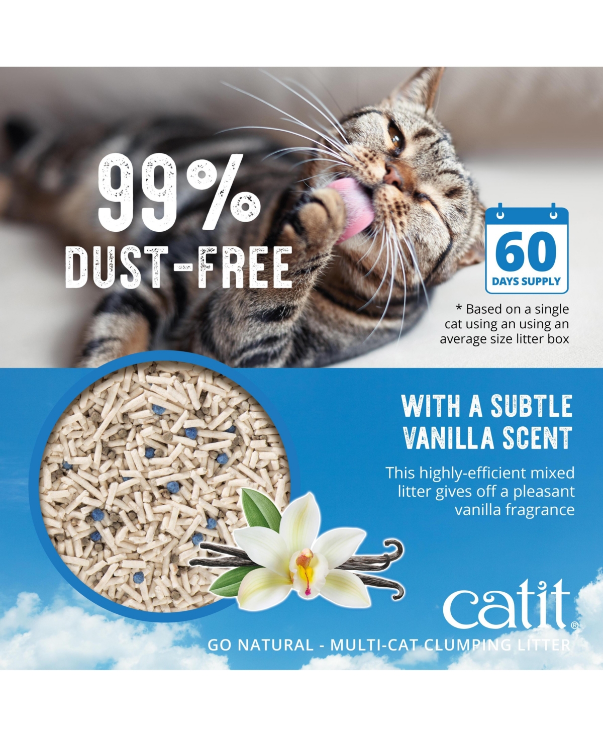 Catit Go Natural! Pea Husk Mix Multi-Cat Clumping Cat Litter, Vanilla, 6.4kg