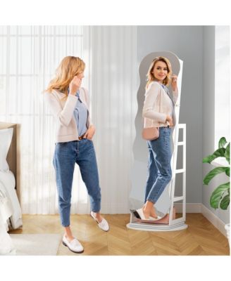 360° Rotating Jewelry Cabinet with Lockable LED Mirror