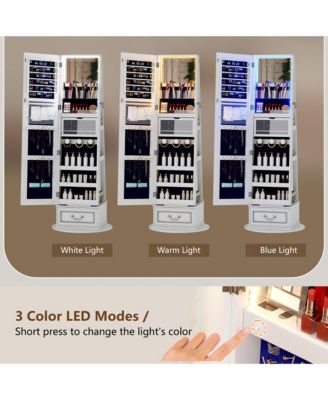 Full-Length Lockable Jewelry Armoire with Mirror Storage