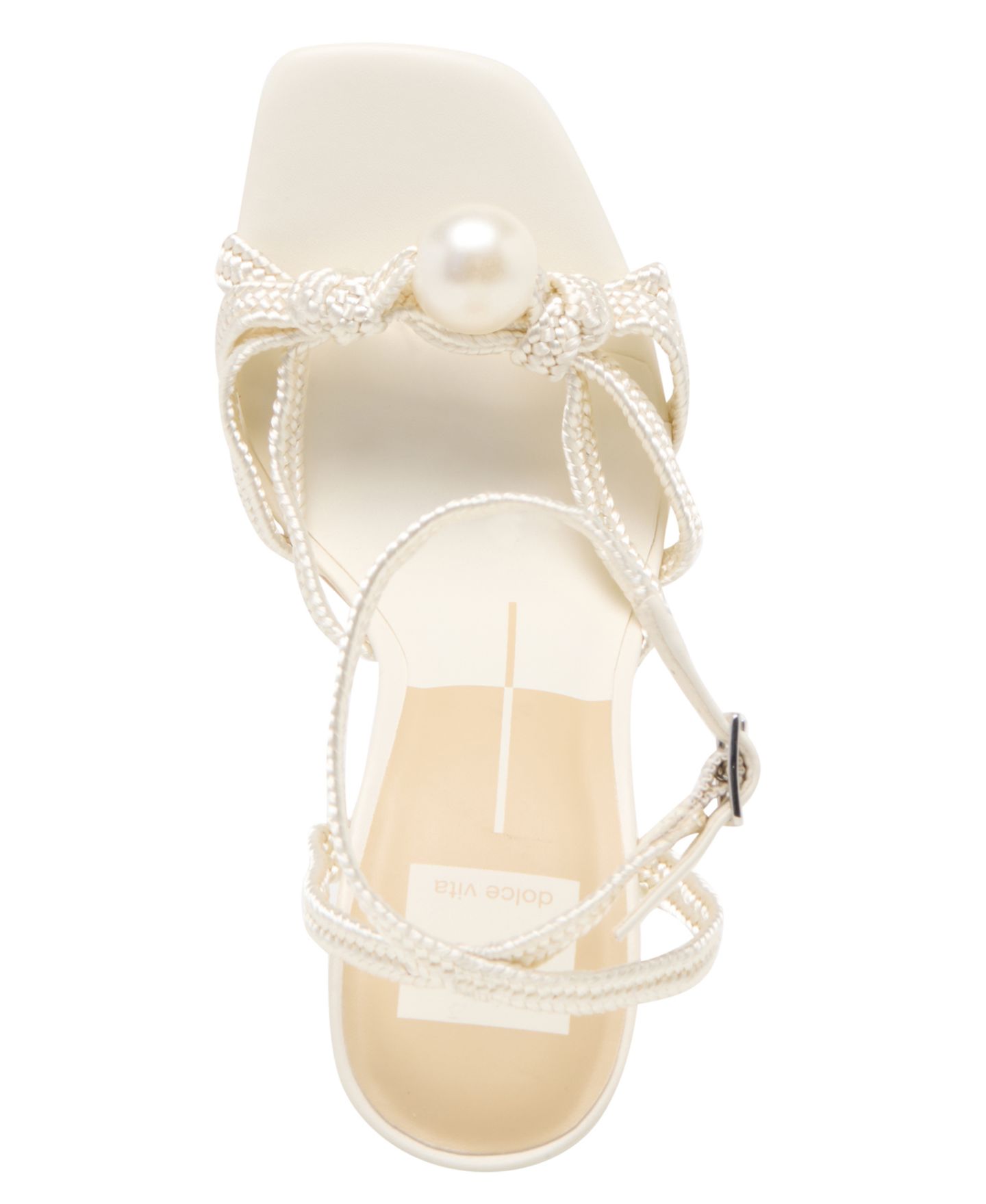Женские туфли Dolce Vita Helle Imitation Pearl Strappy High Heels, цвет: Насыщенный белый атласный — фото 4