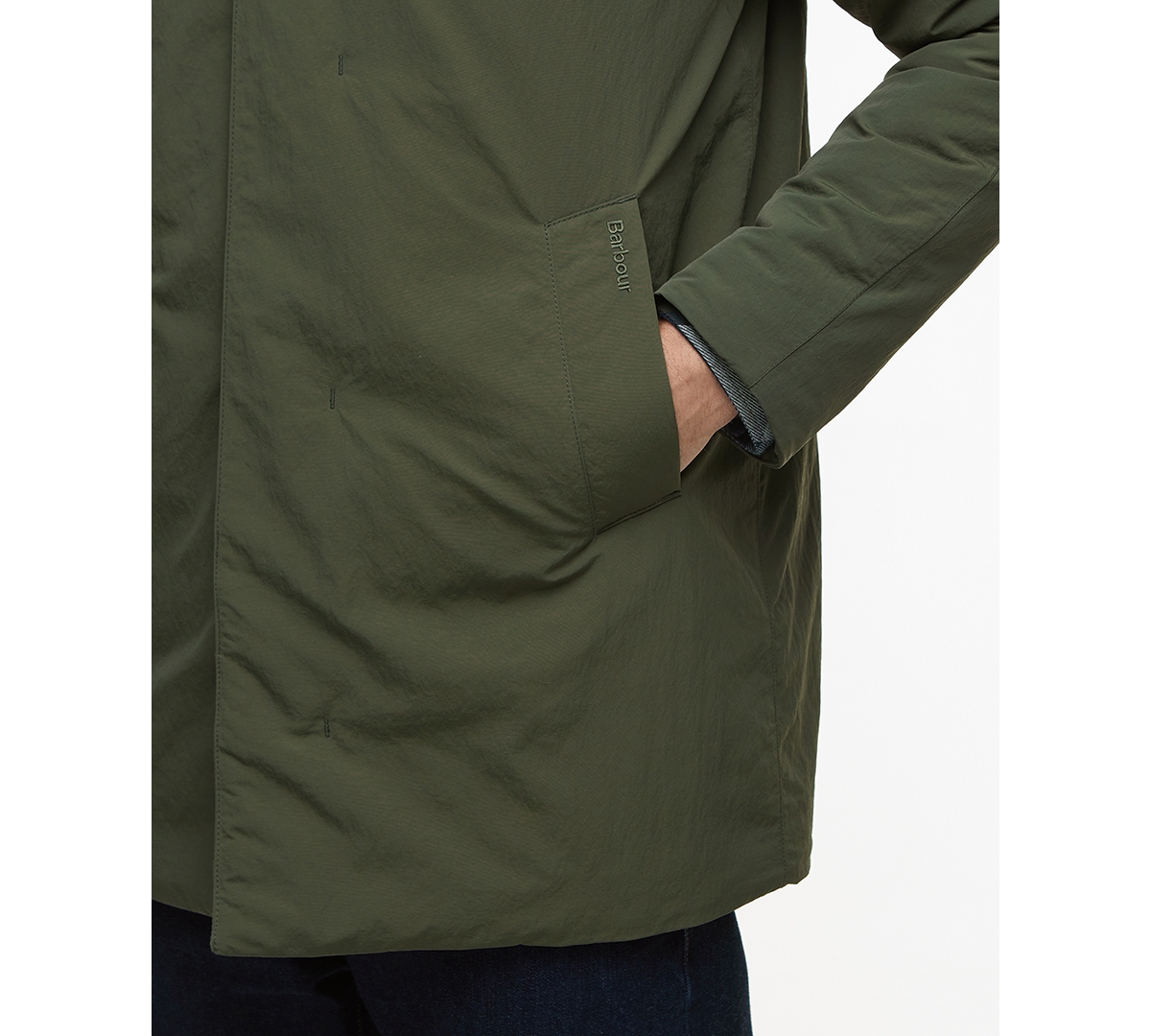 Barbour Men's Wadded Lorden Showerproof Long-sleeve Mac Jacket In Green
