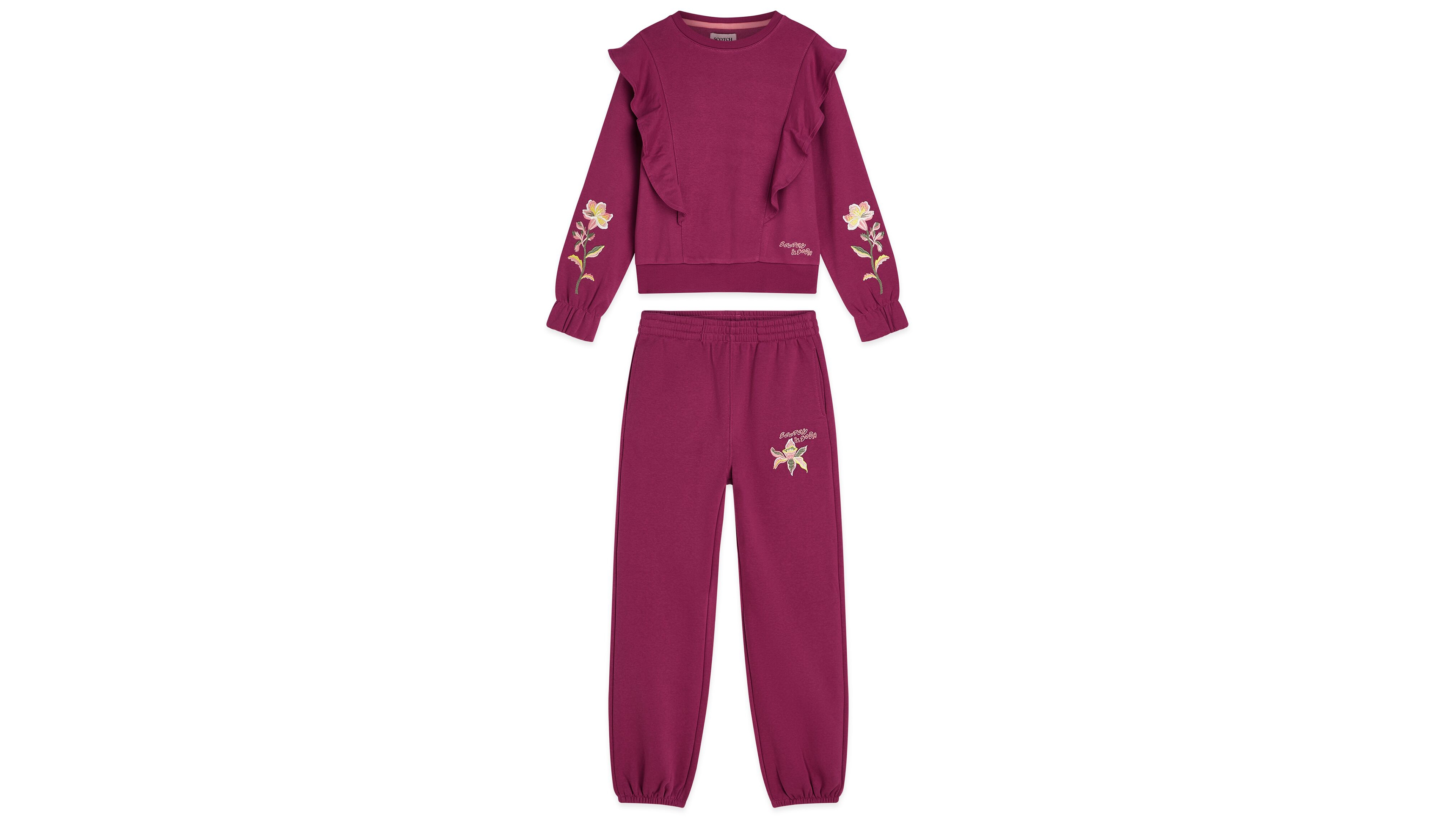 Scotch & Soda Girls Toddler 2T-4T Fleece Sweatshirt and Joggers, 2-Piece Set