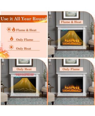 37 Inch Electric Fireplace Recessed with Adjustable Flames