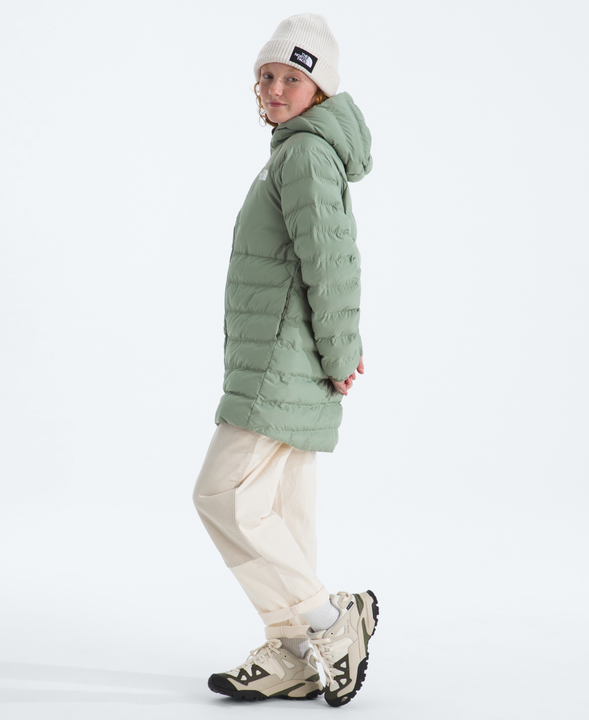 The North Face Girls 6-16 Reversible Perrito Parka Jacket In Green