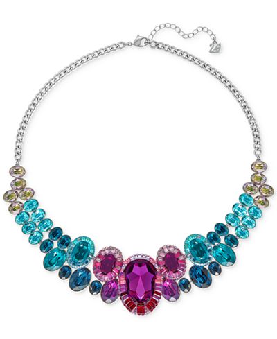 Swarovski Silver-Tone Multi-Color Crystal Collar Necklace