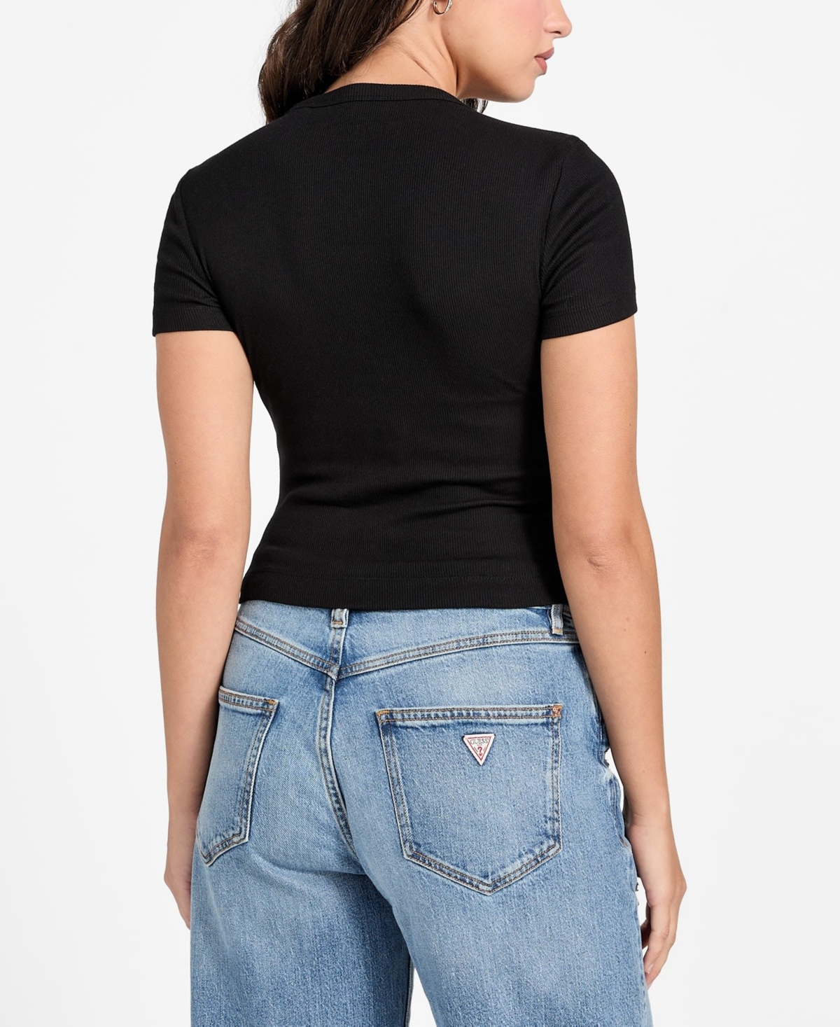 Guess Women's Studded Script Logo Crewneck T-Shirt