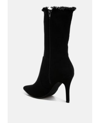 Womens Himkok Distressed Denim Mid-Calf Boots