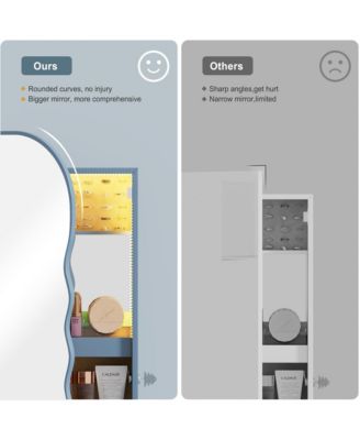 LED Mirror Jewelry Cabinet with Lockable Storage Organizer