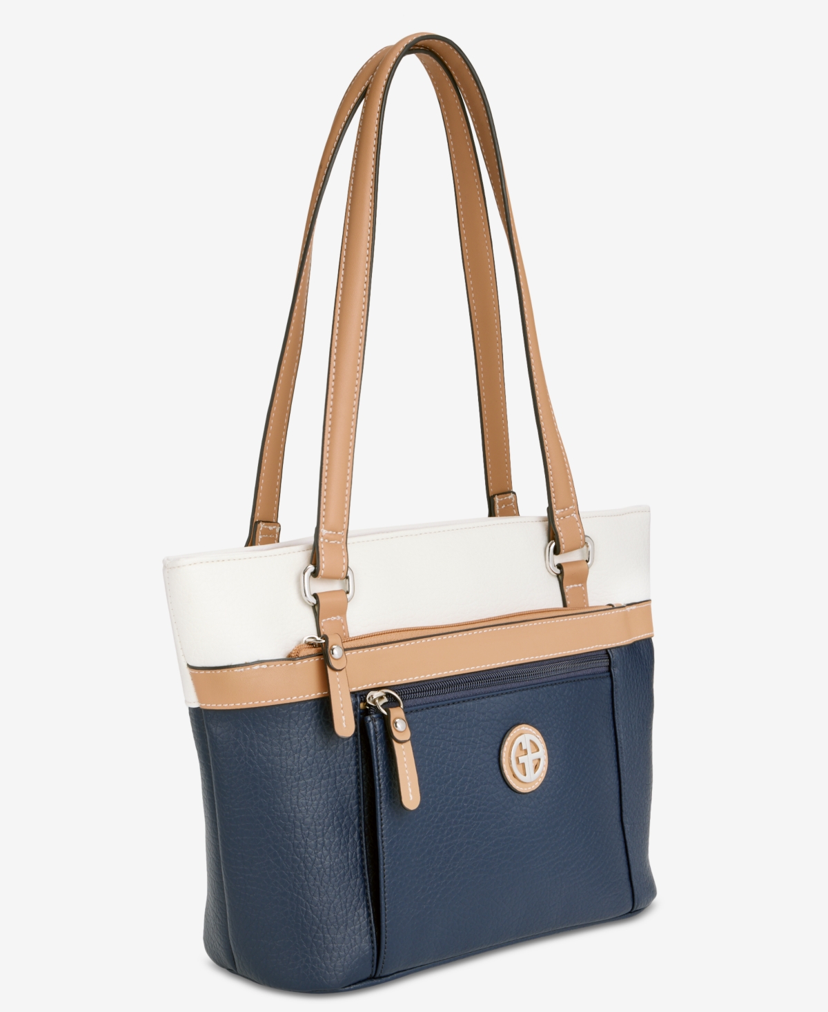 Giani Bernini Large Color Block Tote Bag, Macy's Exclusive In Blue