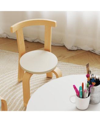 5 Piece Kids Table and Chair Set, Wooden Table and 4 Chairs,