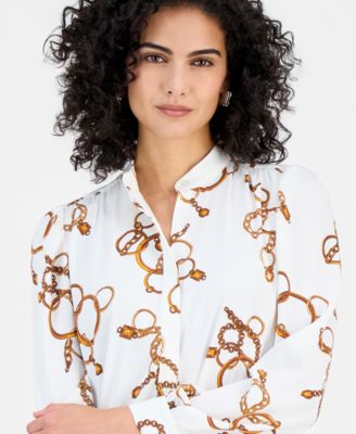 Women's Printed Button-Front Blouse