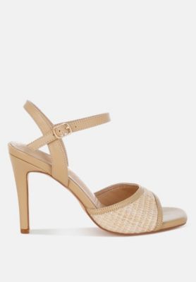 Womens Vilasta Raffia Square Toe Stiletto Heels