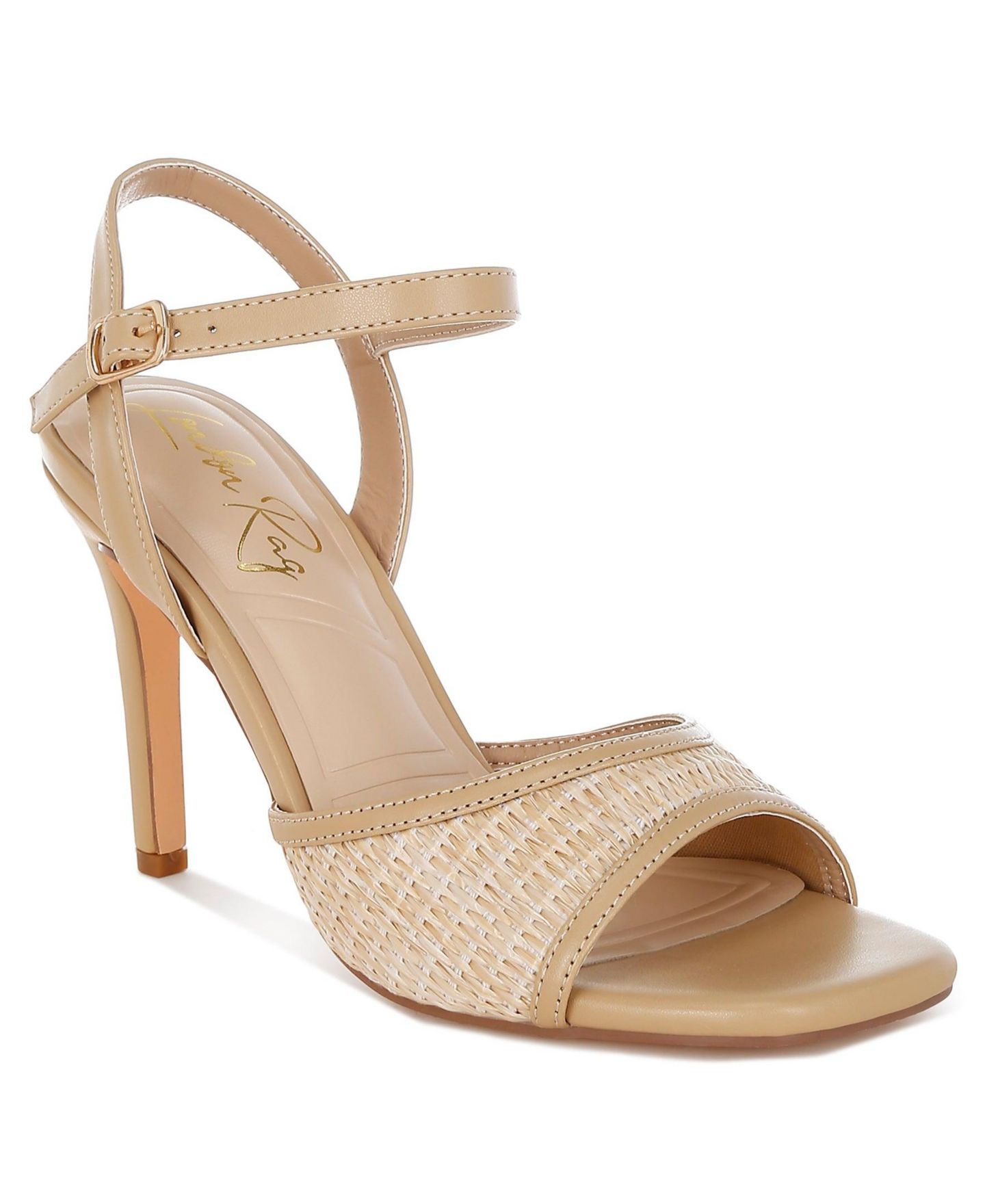Женские туфли London Rag Vilasta Raffia Square Toe Stiletto Heels, цвет: Бежевый — фото 3