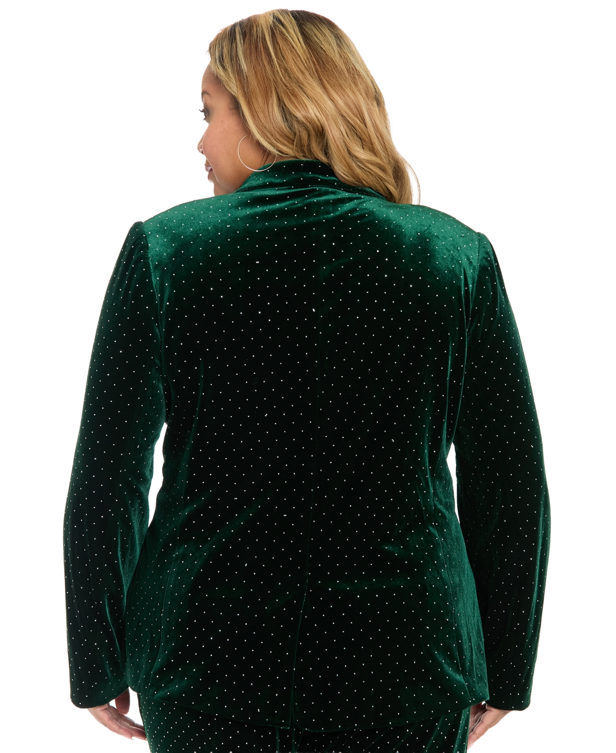 Muse Plus Size Embellished Long-sleeve Blazer Jacket In Green