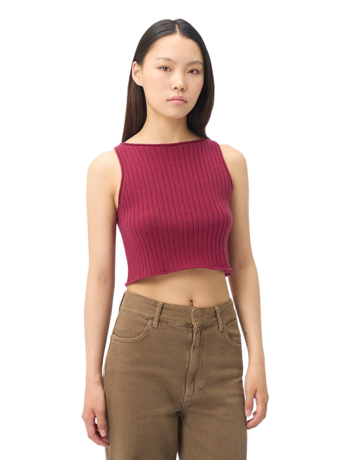 Женский укороченный кашемировый топ Gobi Cashmere, цвет: Тёмный розовый — фото 2