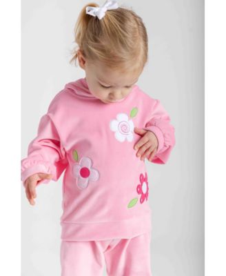 Toddler Girls Velour Hoodie With Flowers