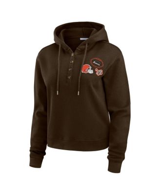 Women's Brown Cleveland Browns Waffle Hoodie Pullover Top