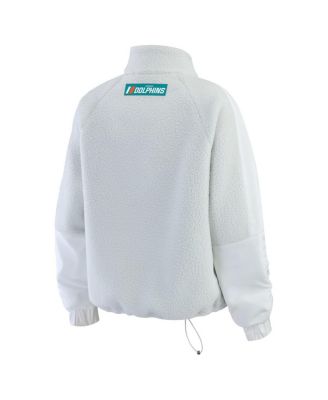 Women's White Miami Dolphins Polar Fleece Half-Zip Jacket
