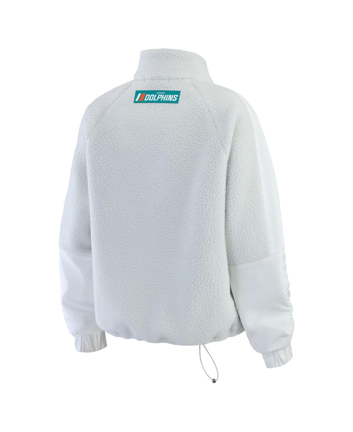 Wear By Erin Andrews Women's White Miami Dolphins Polar Fleece Half-zip Jacket In White