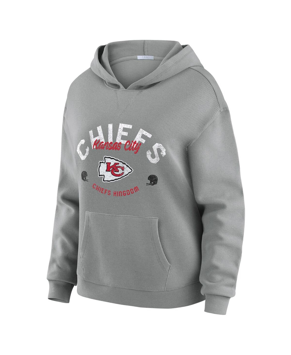 Wear By Erin Andrews Women's 2-piece Gray Kansas City Chiefs Waffle-knit Long-sleeve Hoodie And Lounge Pant Set In Gray