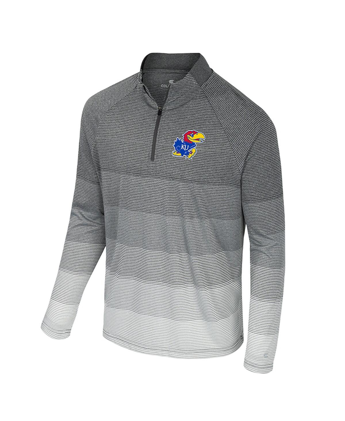 Colosseum Men's Gray Kansas Jayhawks Ai Striped Mesh Quarter-Zip Raglan Windshirt Jacket