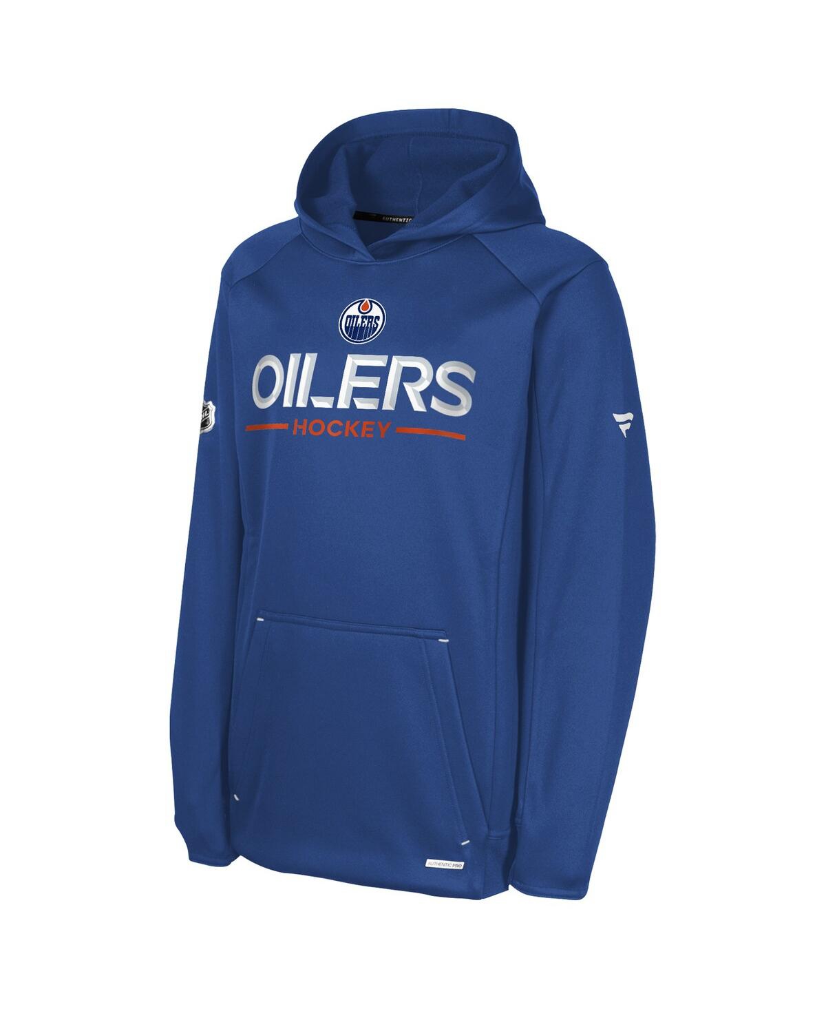 Fanatics Big Boys And Girls  Navy Edmonton Oilers Authentic Pro Rink Raglan Hoodie In Blue