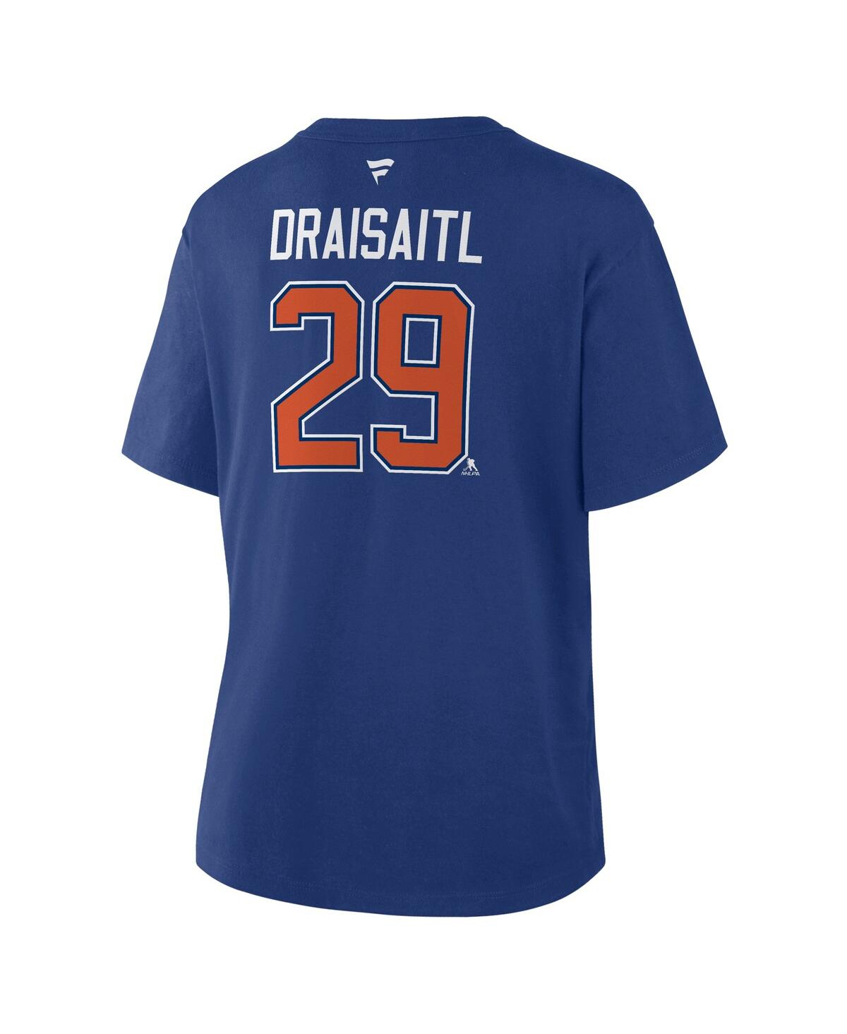 Fanatics Women's Leon Draisaitl Royal Edmonton Oilers Authentic Stack Name Number T-Shirt