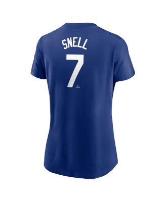 Women's Blake Snell Blue Los Angeles Dodgers Fuse Name Number T-Shirt