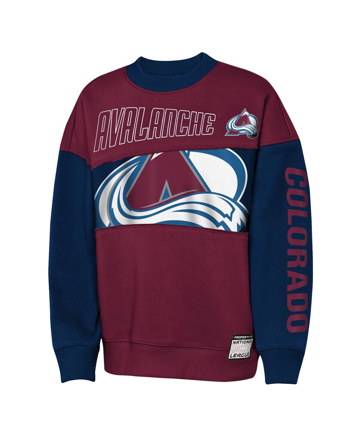 Outerstuff Big Boys And Girls Burgundy/navy Colorado Avalanche Impact Player Sweatshirt In Multi