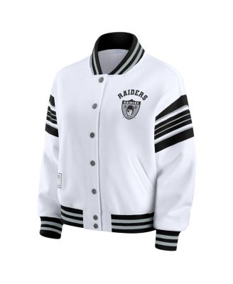 Women's White Las Vegas Raiders Plus Size Full-Snap Fleece Sweatshirt Jacket