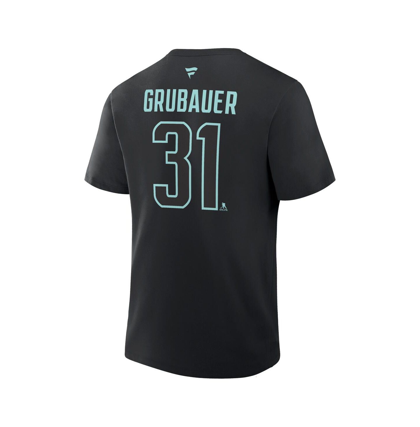 Мужская футболка Fanatics Philipp Grubauer Black Seattle Kraken Authentic Stack Name & Number — фото 3