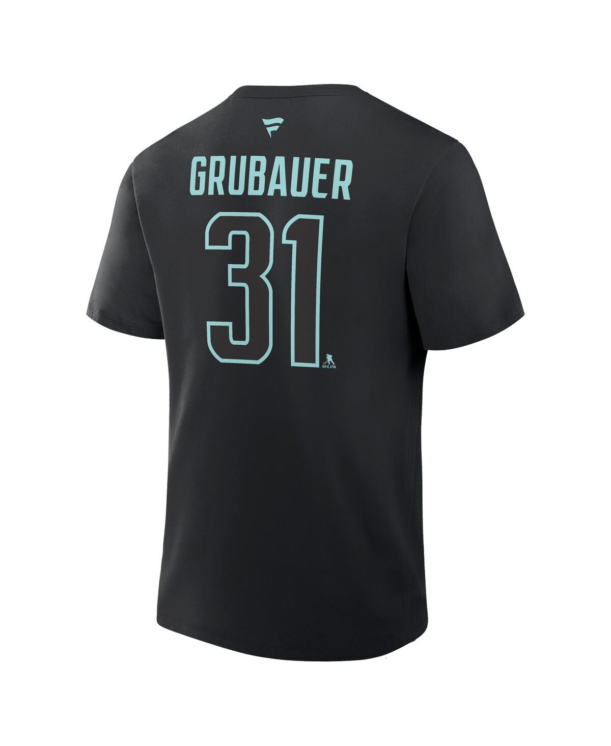 Fanatics Men's Philipp Grubauer Black Seattle Kraken Authentic Stack Name Number T-shirt In Black