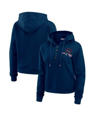 WEAR by Erin Andrews - Women's Navy New England Patriots Waffle Hoodie Pullover Top