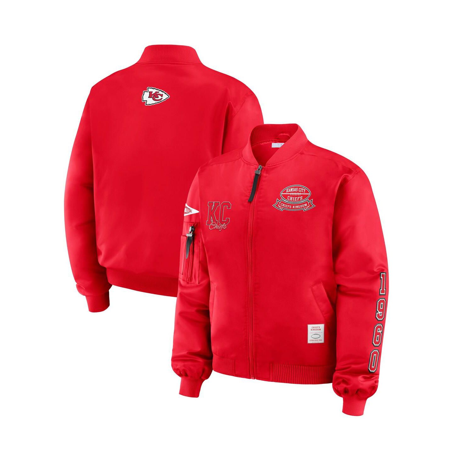 Женская куртка WEAR by Erin Andrews Red Kansas City Chiefs Patch Full-Zip Bomber — фото 1