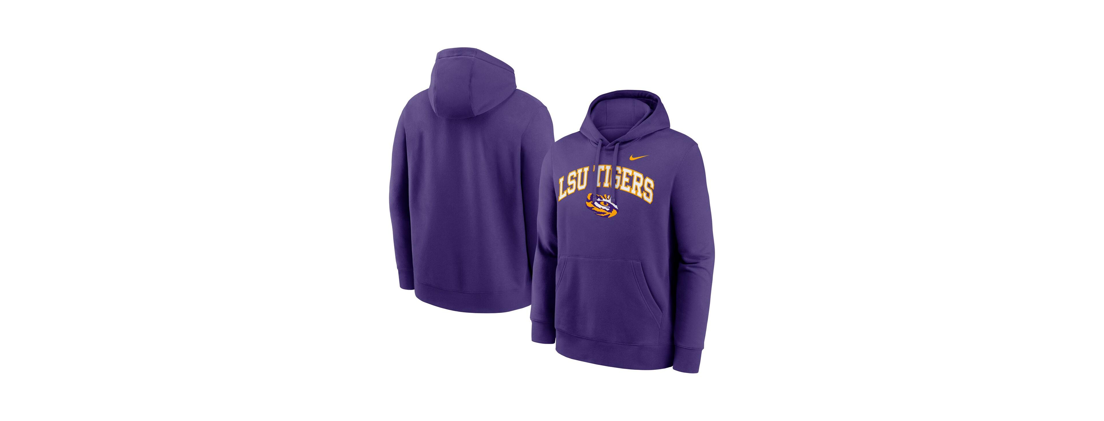 Nike Men's Purple Lsu Tigers Club Fleece Arch Pullover Hoodie