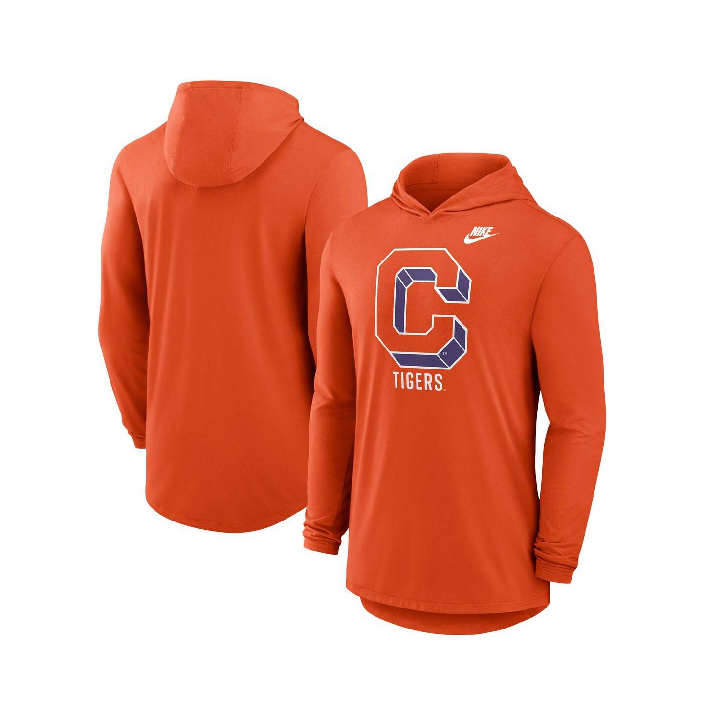 Мужское худи Nike Orange Clemson Tigers Legacy Tri-Blend Dri-FIT Long Sleeve T-Shirt — фото 1