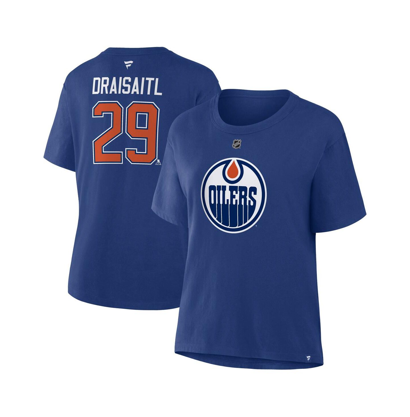 Женская футболка Fanatics Leon Draisaitl Royal Edmonton Oilers Authentic Stack Name & Number — фото 1