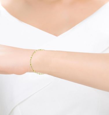 Sophisticated 14K Gold Plated Paperclip Link & Chain Bracelet