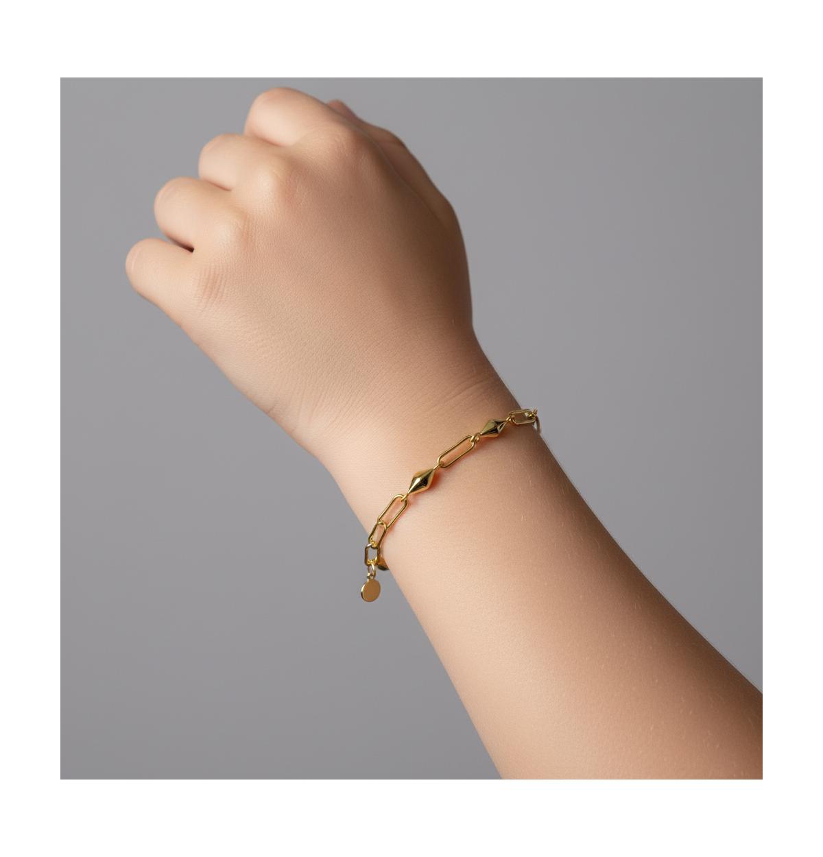 Sophisticated 14K Gold Plated Paperclip Link & Chain Bracelet