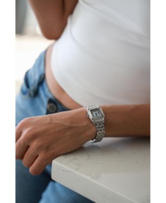 Womens 20x22mm Silver-Tone Panther Link Bracelet Watch