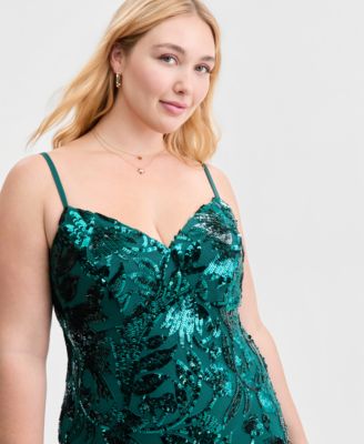 Trendy Plus Size Floral Sequin Sleeveless Gown