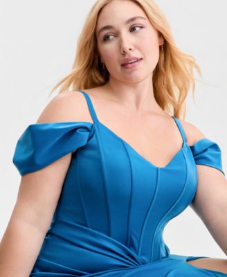 Trendy Plus Size Corset Twist-Front Sleeveless Gown