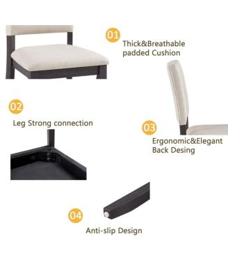 5-Pc Set Round Dining Table & Upholstered Chairs for Kitchen or Small Spaces