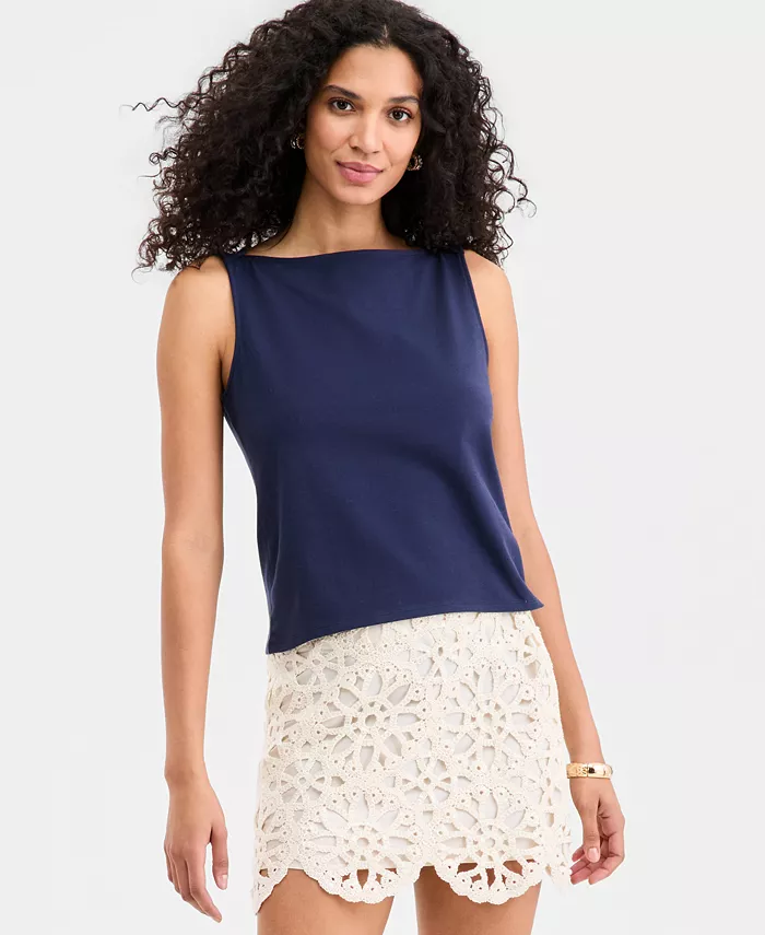 Women's Knit Sleeveless Boat-Neck Top - thumbnail 6