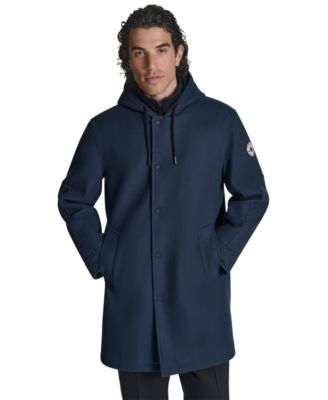 Men's Faux Wool Hooded Varsity Jacket