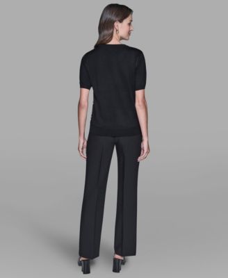 Women's Short-Sleeve Printed Sweater