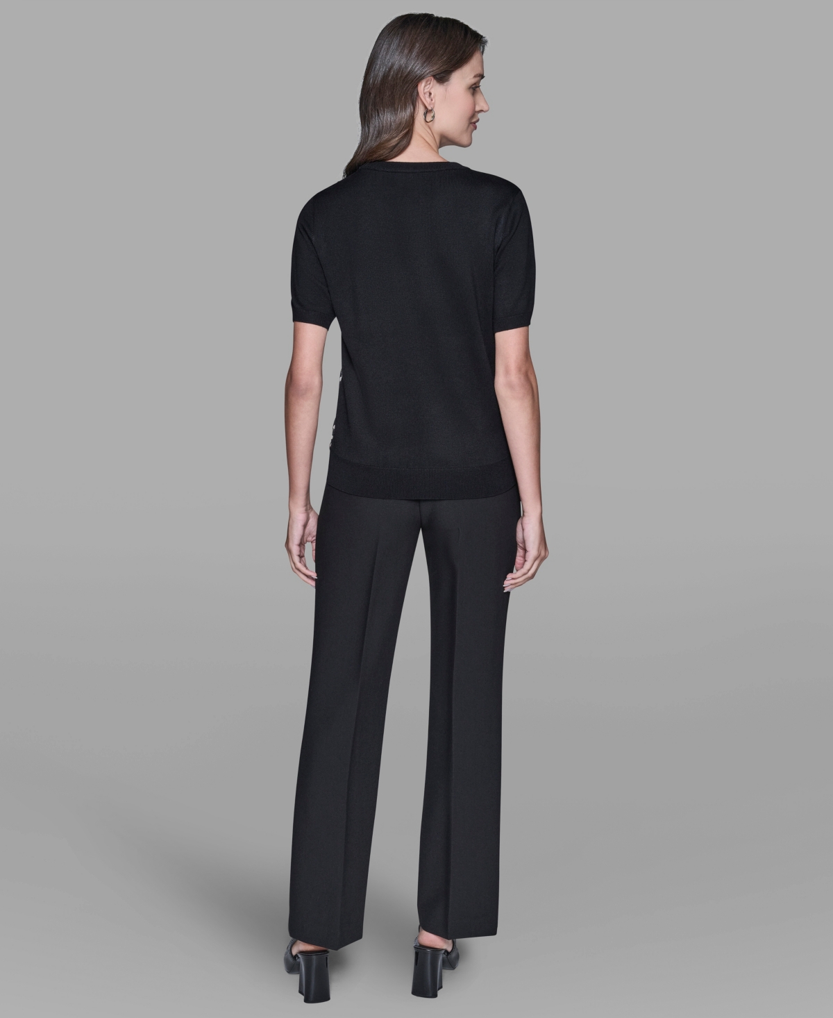 Karl Lagerfeld Women's Short-sleeve Printed Sweater In Multi