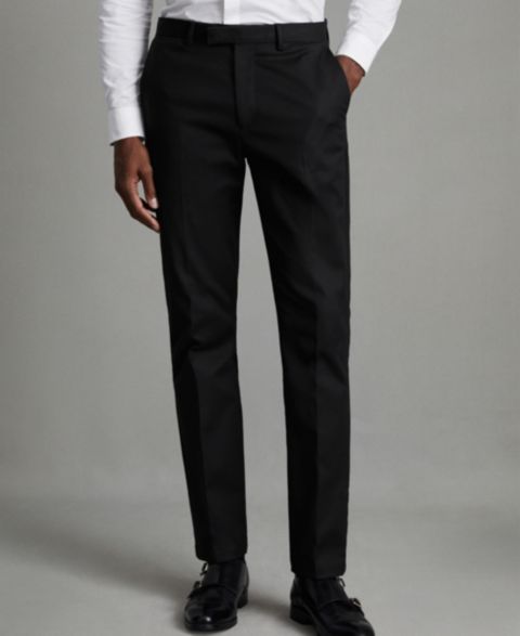 Мужские брюки REISS Eastbury Slim Fit Cotton Blend, цвет: Чёрный