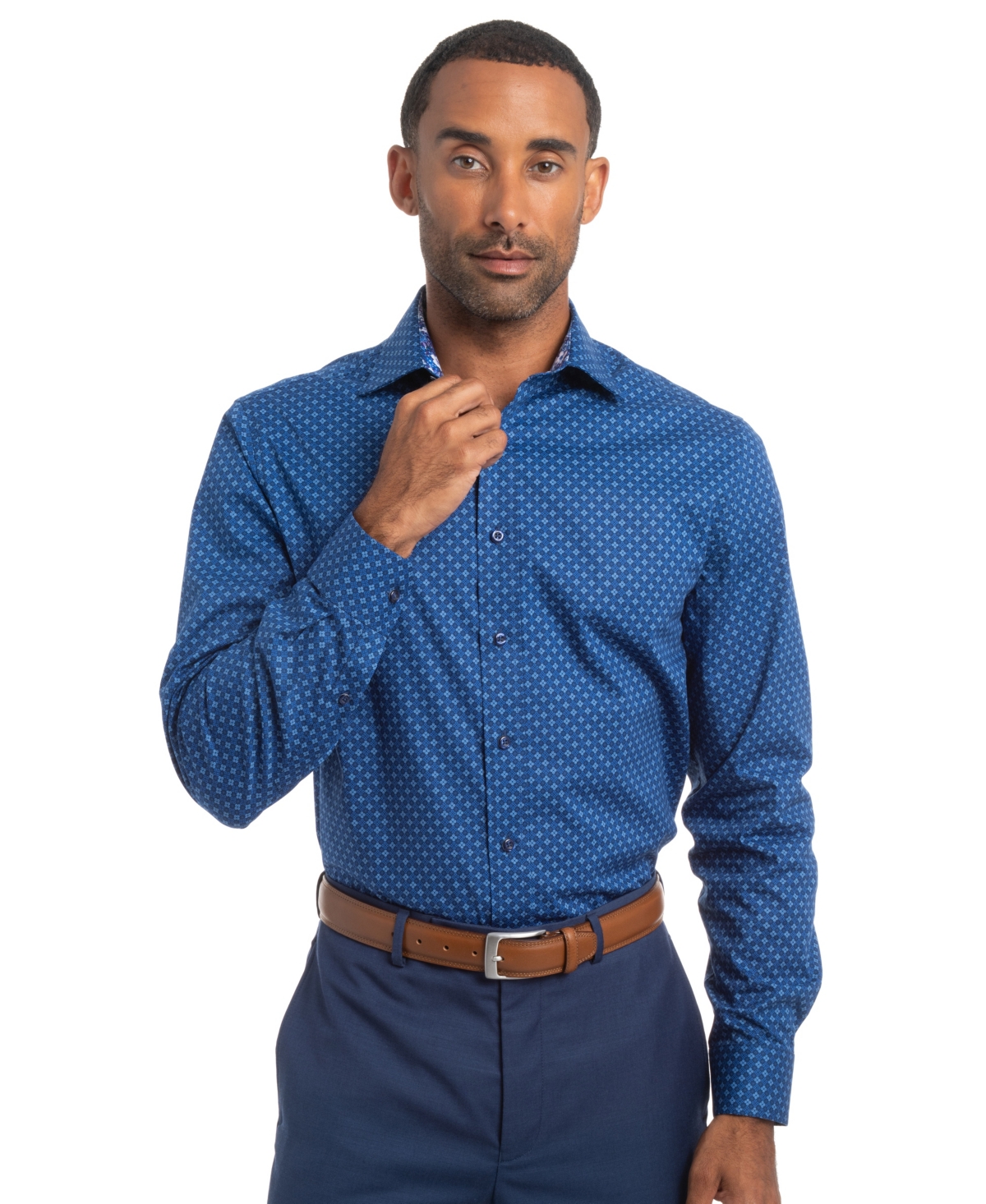 Nick Graham Men's Quad Circles Modern Fit Shirt In Blue