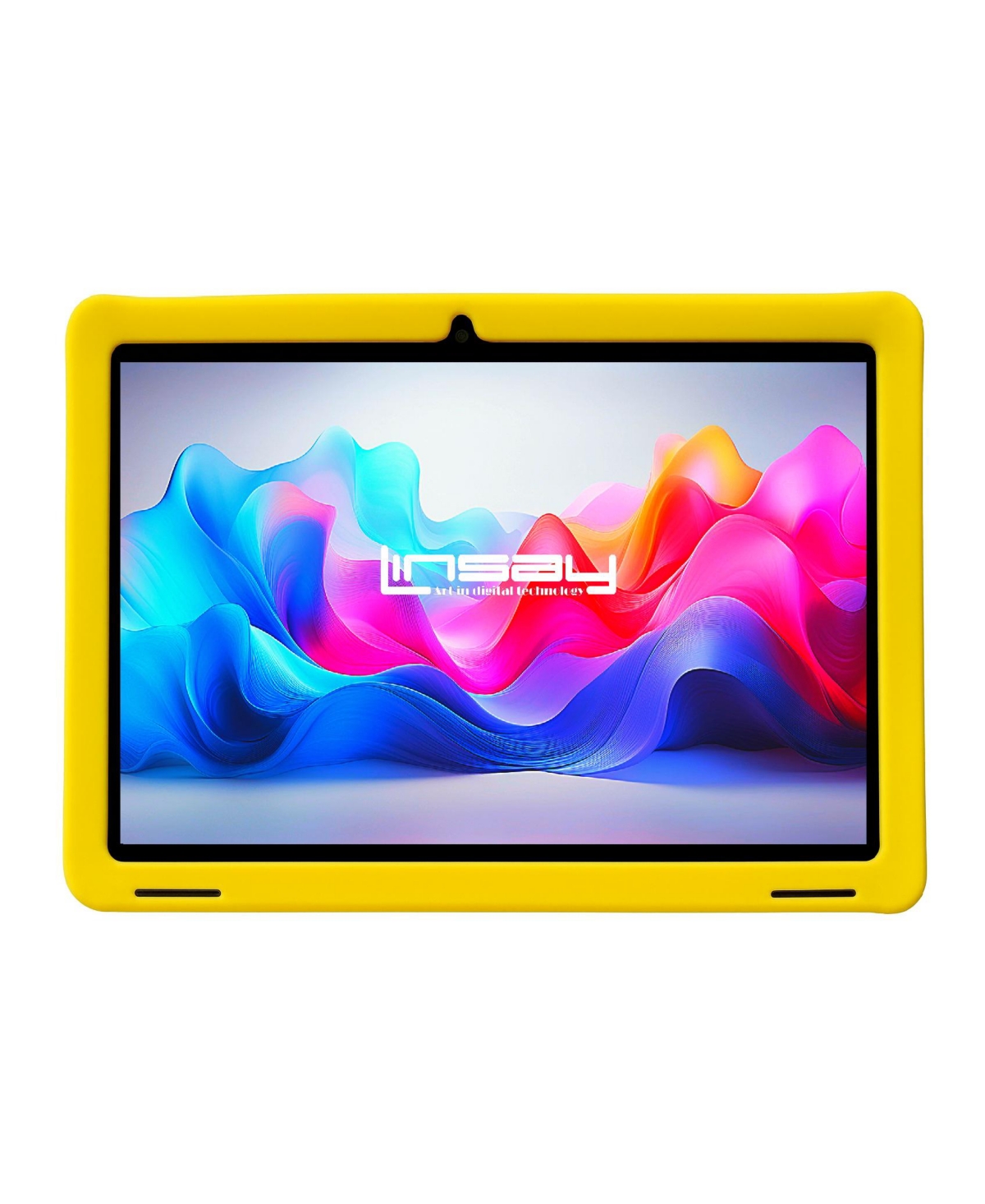 Linsay New 10.1" Funny Kids Wi-Fi Tablet Octa Core 128GB with Yellow Kids Defender Case Newest Android 13 Google certified